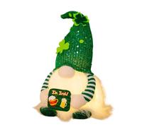 Bsbkoj St Patricks Day GNOME, Figura de 11,4 x 2,7 pulgadas con LED Feature, verde lentejuelas textil Tomte, Faceless Plush Statue with Irish Style, Table Ornament for Home and Party