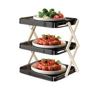 Bsbkoj Stackable Food Base, Versatile Meal Preparation Shelf, with Sturdy Legs, Portable Three Tier Kitchen Racks, Sorting Station with Open Access, Cooking Tool for RV and Camping