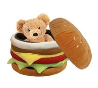Bsbkoj Storage Ottoman, Shoe Changing Stool in Fun Hamburger Shape, 10.63x10.63 pulgadas Multiusos Vanity Footrest for Entryway & Makeup Room, Stylish Lightweight Fun Unique Compact