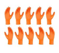 Bsbkoj Strong Industrial Nitrile Gloves, 10 guantes de seguridad texturizados resistentes para mecánica, reparación de automóviles, limpieza de casa adorable, protección de taller, color naranja