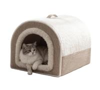 Bsbkoj Tapete de invierno para gatos, cama cerrada de felpa cálida de 18 pulgadas para siesta, comodidad interior con cojín suave lavable, refugio de invierno para gatitos y cachorros, tela, uso