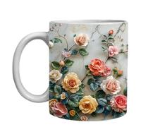 Bsbkoj Taza de cerámica para mujer, taza de diseño floral, taza de cerámica novedosa, taza de té para mujeres, taza de café para el día de San Valentín, taza de cerámica de Navidad, taza del día de la