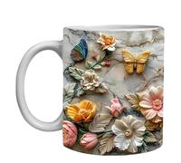 Bsbkoj Taza de cerámica para mujer, taza de diseño floral, taza de cerámica novedosa, taza de té para mujeres, taza de café para el día de San Valentín, taza de cerámica de Navidad, taza del día de la