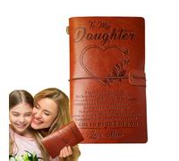 Bsbkoj To My Daughter Leather Journal, Graved Vintage Travel Diary, Birthday Orfrom Mama or Dad, Imitation Leather Journal, Versatile Use, 7.09 pulgadas 200 g
