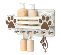 Bsbkoj Wooden Paw Hook Holder, Wall Mounted Dog Organizer Rack, 6 Hook Entry Storage Board with Easy Install, Rustic Wood Pet Accessory Holder, Wall Rack for Home Organization