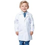 BSBUY Bata de Laboratorio Niños, Bata Blanca LaboratorioNiño Niña, con Gafas Protectoras y Permiso de Trabajo, Disfraz Doctor Niño, Bata Cientifico para Estudiant Escuela Hospital Cosplay, M