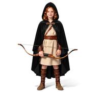 BSBUY Capa Negra Con Capucha, 90cm Medieval Disfraz Gótico Adulto, Terciopelo, Halloween Para Cosplay de Bruja Vampiro Mago, Disfraz Mujer Hombre Para Carnaval Fiesta