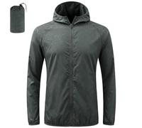 BSBUY Chaqueta Deportiva Hombre, Chubasquero Running Unisexo de Impermeable y Ligero, Sudaderas con Cremallera, Chaqueta de lluvia Hombre para Exteriores, L