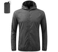 BSBUY Chaqueta Deportiva Hombre, Chubasquero Running Unisexo de Impermeable y Ligero, Sudaderas con Cremallera y dos Bolsillos, Chaqueta de lluvia Hombre para Exteriores, XL