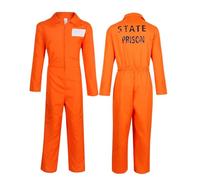 BSBUY Disfraz Preso Naranja Hombre, Set de 6 Mono Preso con Esposas y Marca, Disfraz de Convicto Adulto, para Fiestas de Ladrones, Halloween y Carnaval, M-(B)