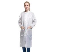 BSC WISSEN DE Bata antiestática ESD con cremallera, unisex, bata de laboratorio antiestática EPA uniforme para control estático y todas las áreas de sala limpia ESD, Blanco, X-Large