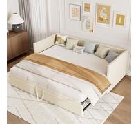 BSCFHCZ 90/180 x 200 cm, sofá cama de 2 plazas, sofá cama convertible con somier de láminas, extensible, plegable, para dormitorio, sala de estar, tela aterciopelada, beige (sin colchón) (beige A)