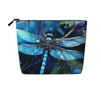 BSCKKDMN Art Blue Dragonfly - Bolsa de maquillaje para mujer, impermeable, de lino, ligera, con cremallera, organizador de brochas de maquillaje, bolsa de almacenamiento