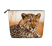 BSCKKDMN Cheetah Waiting For An Opportunity - Bolsa de maquillaje para mujer, impermeable, de lino, ligera, con cremallera, organizador de brochas de maquillaje, bolsa de almacenamiento