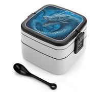 BSCKKDMN Dragon Cool Blue Bento Box - Lonchera bento apilable todo en uno con compartimentos, lonchera de doble capa, a prueba de fugas, para el trabajo, picnics, viajes