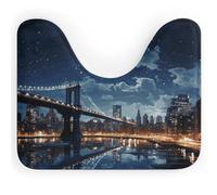BSCKKDMN Moon Light New York City - Alfombra de baño en forma de U, ultrasuave, superabsorbente, antideslizante, de microfibra