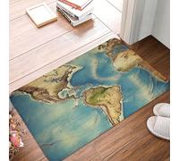 BSCKKDMN Tapete de bienvenida con mapa del mundo para interiores y exteriores, antideslizante, absorbente, lavable, de franela, antideslizante, para baño, cocina, porche, oficina, 16 x 24 pulgadas
