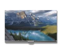 BSCKKDMN Tarjetero delgado y portátil de metal para tarjetas de visita Banff National Park Pocket Card Holder Cartera para hombres mujeres oficina viajes