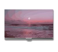 BSCKKDMN Tarjetero delgado y portátil de metal para tarjetas de visita, bolsillo de luna morada, cartera para tarjetas de nombre, cartera para hombres y mujeres, oficina, viajes