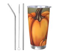BSCKKDMN Vaso aislado con tapa y popote, 20 onzas, taza de café de viaje de acero inoxidable de doble pared, taza de té, día de Acción de Gracias, botella de agua a prueba de fugas, regalo para