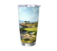 BSCKKDMN Vaso aislado con tapa y popote, 20 onzas, taza de café de viaje de acero inoxidable, taza de té de doble pared, taza de té, campo de golf, botella de agua a prueba de fugas, regalos para