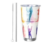 BSCKKDMN Vaso aislado con tapa y popote, 20 onzas, taza de café de viaje de acero inoxidable, taza de té de doble pared, juego de gimnasia, botella de agua a prueba de fugas, regalos para mujeres y