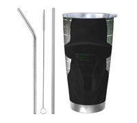BSCKKDMN Vaso aislado con tapa y popote, 20 onzas, taza de café de viaje de acero inoxidable, taza de té de doble pared, sombrero negro, botella de agua a prueba de fugas, regalo para mujeres y