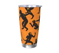 BSCKKDMN Vaso aislado con tapa y popote, 20 onzas, taza de café de viaje de acero inoxidable, taza de té de doble pared, taza de té negro Gibbon Monkey, botella de agua a prueba de fugas, regalos para