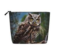 BSCKKDMN Wild Owl Birds - Bolsa de maquillaje para mujer, impermeable, de lino, ligera, con cremallera, organizador de brochas de maquillaje, bolsa de almacenamiento