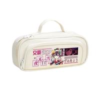 BSD Dazai Osamu - Estuche para lápices de anime Ranpo Edogawa, color negro y blanco, simple, a la moda, doble cremallera, gran capacidad, con correa de asa, organizador de maquillaje, bolsa
