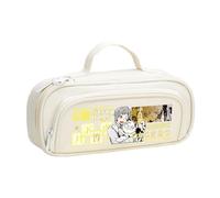 BSD Dazai Osamu - Estuche para lápices de anime Ranpo Edogawa, color negro y blanco, simple, a la moda, doble cremallera, gran capacidad, con correa de asa, organizador de maquillaje, bolsa