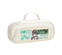 BSD Dazai Osamu - Estuche para lápices de anime Ranpo Edogawa, color negro y blanco, simple, a la moda, doble cremallera, gran capacidad, con correa de asa, organizador de maquillaje, bolsa