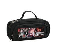 BSD Dazai Osamu - Estuche para lápices de anime Ranpo Edogawa, color negro y blanco, simple, a la moda, doble cremallera, gran capacidad, con correa de asa, organizador de maquillaje, bolsa