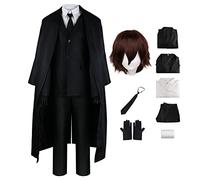 BSD - Disfraz de cosplay de Dazai Osamu de Nakahara Chuuya/Yosano Akiko, traje de cosplay de anime Nakajima Atsushi, uniforme de detective, pantalón o camisa, conjunto completo con peluca, traje de