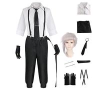 BSD - Disfraz de cosplay de Dazai Osamu de Nakahara Chuuya/Yosano Akiko, traje de cosplay de anime Nakajima Atsushi, uniforme de detective, pantalón o camisa, conjunto completo con peluca, traje de