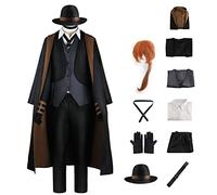 BSD - Disfraz de cosplay de Dazai Osamu de Nakahara Chuuya/Yosano Akiko, traje de cosplay de anime Nakajima Atsushi, uniforme de detective, pantalón o camisa, conjunto completo con peluca, traje de