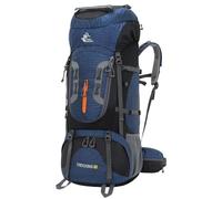 Bseash Mochila de camping impermeable de 80 litros con cubierta para la lluvia, mochila ligera de viaje para deportes al aire libre para escalada, azul navy, L
