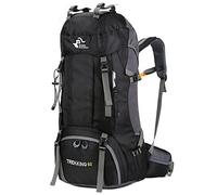 Bseash Mochila de senderismo ligera impermeable de 60L con cubierta de lluvia, mochila deportiva al aire libre para escalada acampar y turismo (negro)