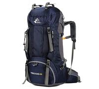 Bseash Mochila de senderismo ligera impermeable de 60L con cubierta de lluvia, mochila deportiva al aire libre para escalada acampar y turismo (azul marino)