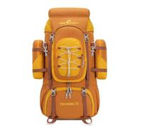 Bseash Mochila impermeable de 70 L (65+5) para senderismo, camping, con cubierta para lluvia, deportes al aire libre, viajes, para escalada y turismo (amarillo)