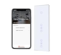 BSEED Alexa Interruptor de luz con interruptor de persiana doble, interruptor Zigbee Touch de 1 vía, compatible con Smart Life/Tuya, Alexa y Google Home Zigbee gateway, color blanco