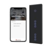 BSEED Alexa Interruptor de luz con interruptor de persiana doble, interruptor Zigbee Touch de 1 vía, compatible con Smart Life/Tuya, Alexa y Google Home Zigbee gateway, color negro