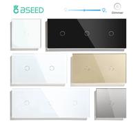 BSEED atenuador de luz, 1 unidad, 1 vía, atenuador Led de 220V, interruptor de luz táctil de pared, Panel de cristal, retroiluminación azul, función de memoria Triple Dimmer White