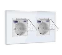 BSEED Cargador Rápido Schuko 20W Con Tapa Impermeable, Enchufe Empotrada Con USB C, 16Amp Ideal Para Habitaciones Húmedas, Uso en Interiores, 2 Gang Blanco