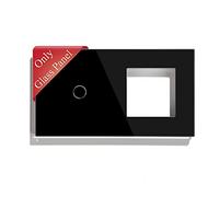 BSEED DIY 157 * 86mm Glas Panel with 50mm Frame Combination for Light Switch and Socket Enchufe 1 Gang Negro