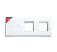BSEED DIY 228 * 86mm Combinación de Marco de Vidrio Para Interruptor de Luz y enchufe/TV/TL/AV 2 Gang con Marco Blanco