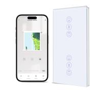 BSEED Doble Interruptor Inteligente Persiana WiFi,157 * 86mm Blanco,Interruptor Inteligente Pared de Persiana Compatible con Smart Life,Tuya,Alexa y Google Home,Control por Voz,Panel de Cristal