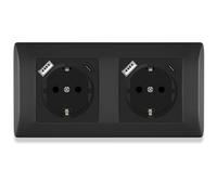 BSEED Enchufe de Pared con USB/tipo C,Enchufe Empotrado con abrazadera,Enchufe Empotrable con USB C puerto,Enchufe de Pared con marco de PC,16 Amp Enchufe de pared Negro-151mm