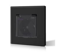 BSEED Enchufe empotrado con USB de 20 W y puerto tipo C, enchufe de pared de cristal con cubierta resistente al agua, ideal para uso en exteriores e interiores, 86 mm, 1 compartimento, color negro