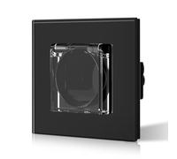 BSEED Enchufe Estanco Exterior,Enchufes Empotrable Con Cristal,Seguridad infantil,Fácil Instalación,1 Enchufe,86mm Negro